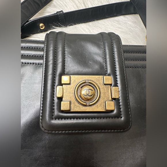 Chanel Calfskin Glazed Black two- way LeBoy Bag with gold/bronze Hardware - Picture 11 of 14
